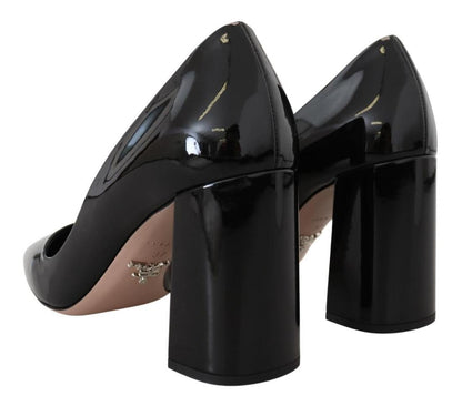 Prada Patent Leather Block Classic Heels Women's Pumps