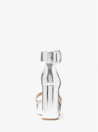 Tara Metallic Snake Embossed Leather Platform Sandal