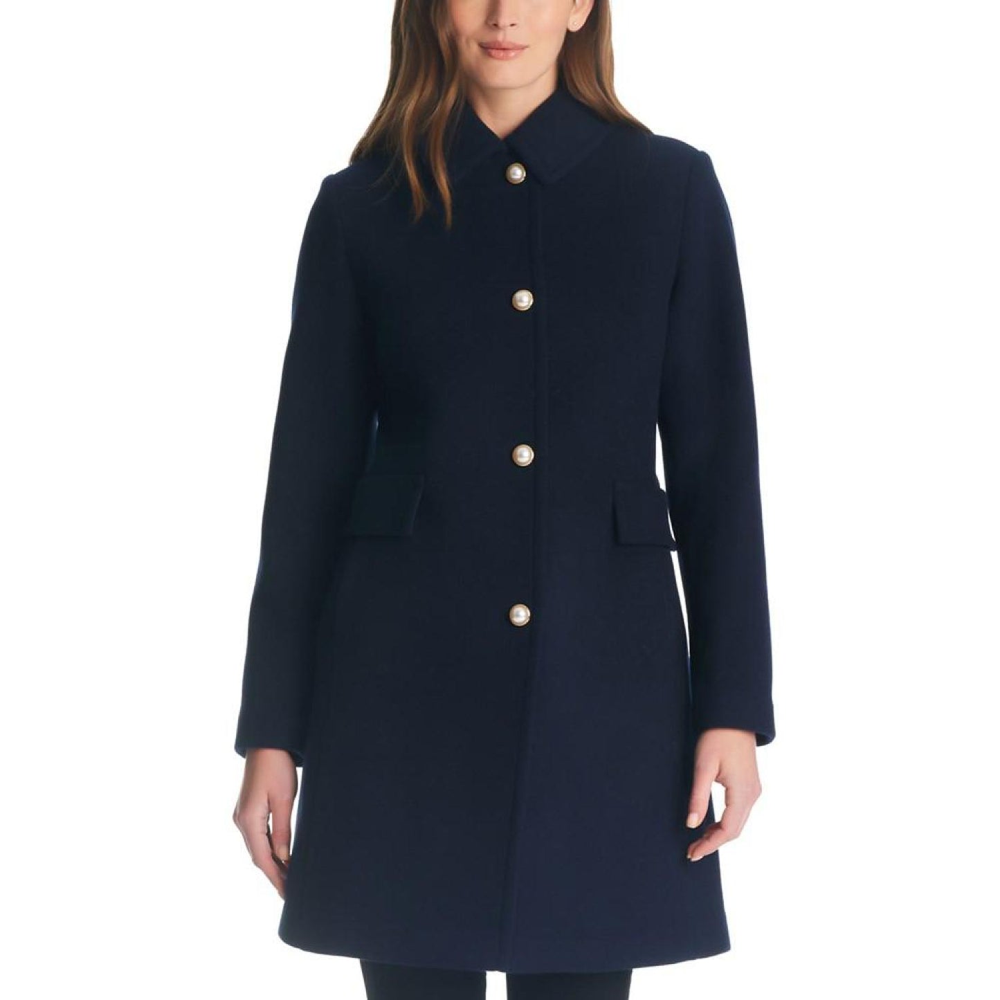 Women's Single-Breasted Imitation Pearl-Button Coat