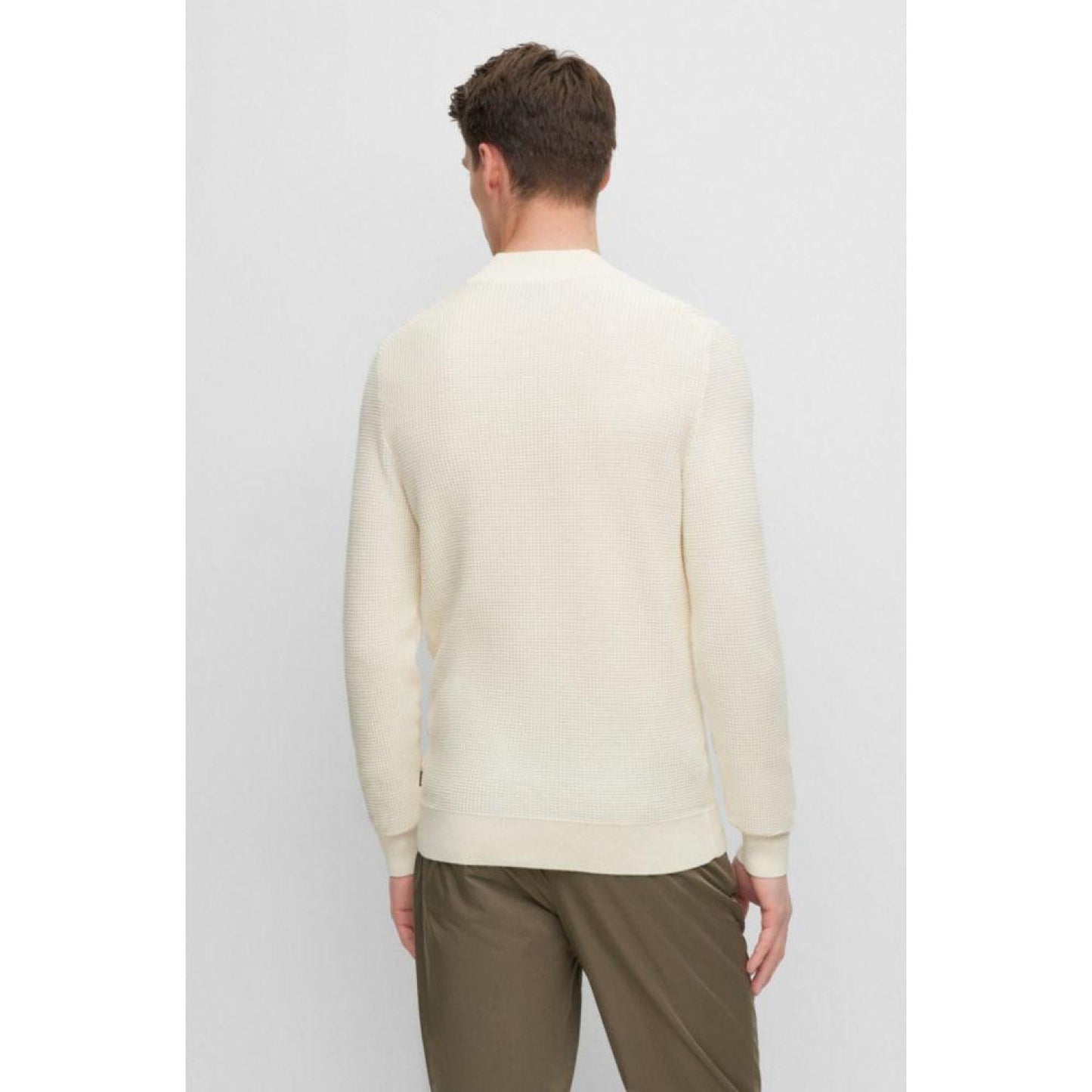 Mock-neck sweater in virgin wool and cotton