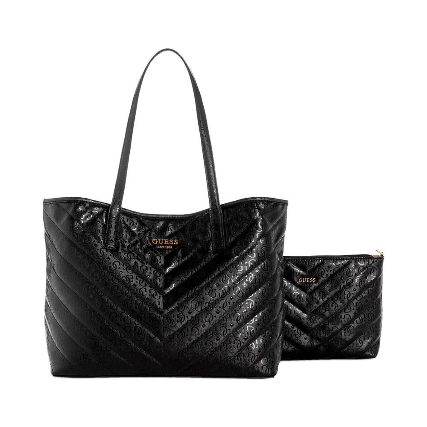 Vikky Medium Quilted Monogram Tote with Pouch