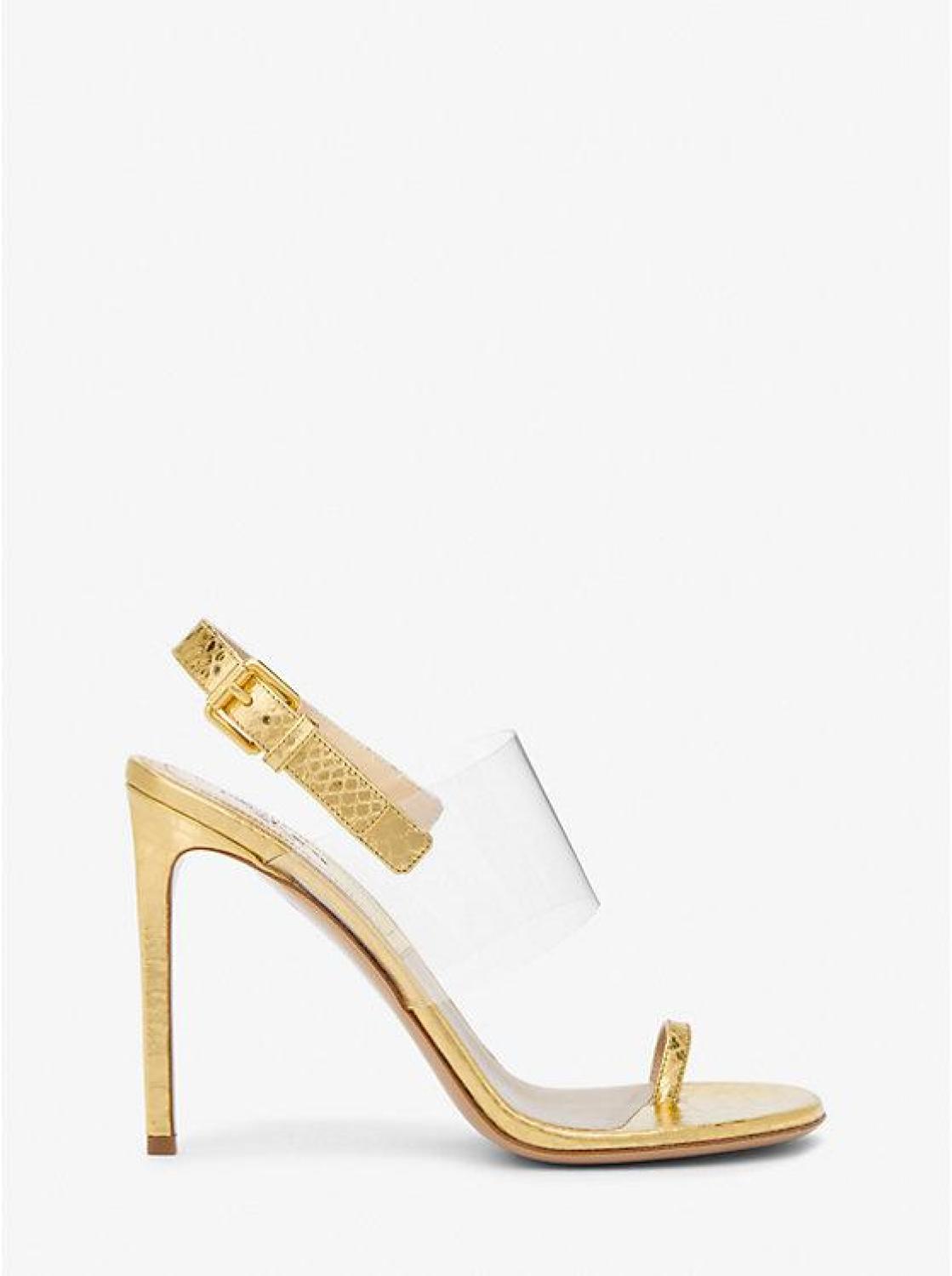 Catherine Metallic Python Embossed Leather Sandal