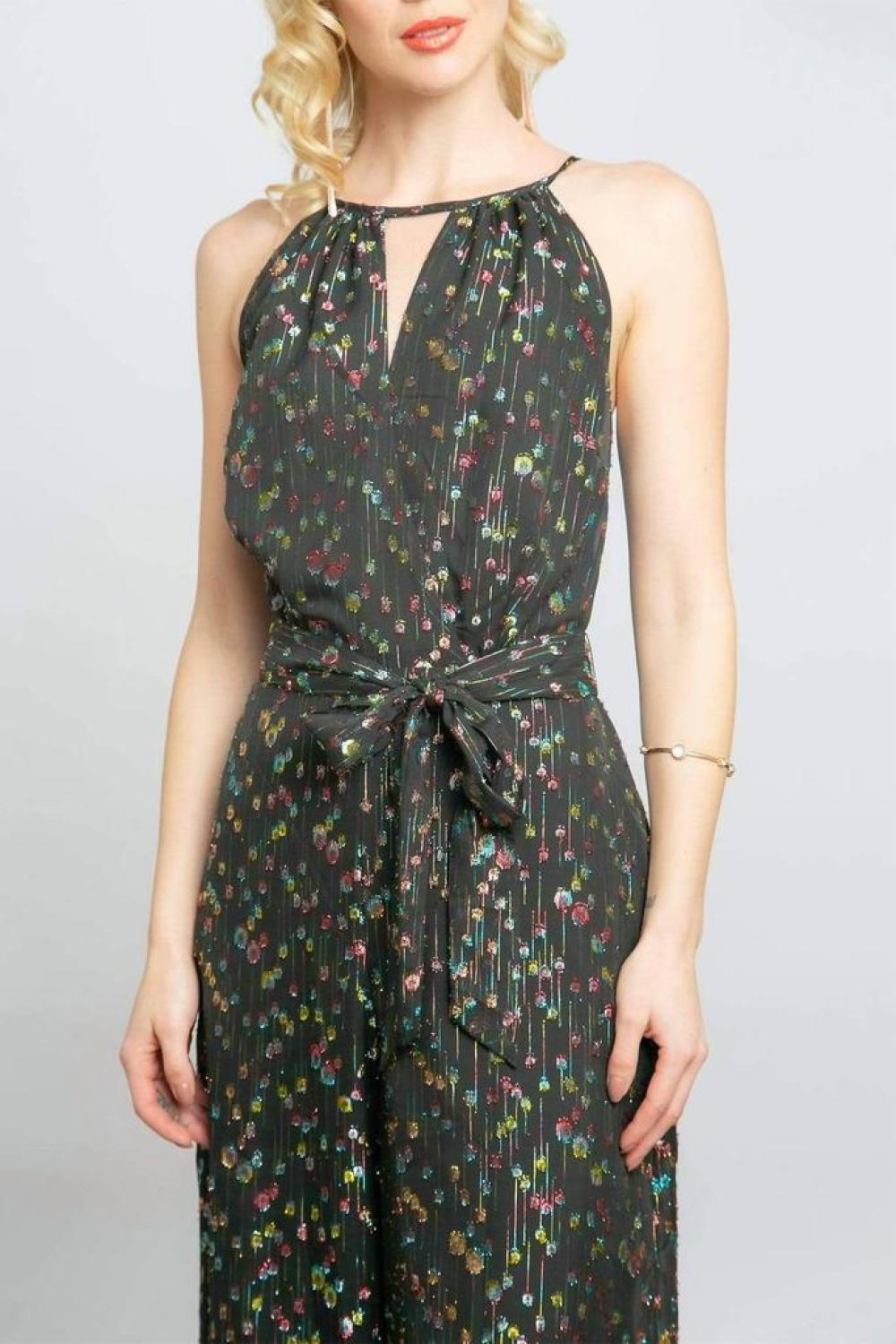 Edita Halter Metallic Clip Dot Jumpsuit In Multi