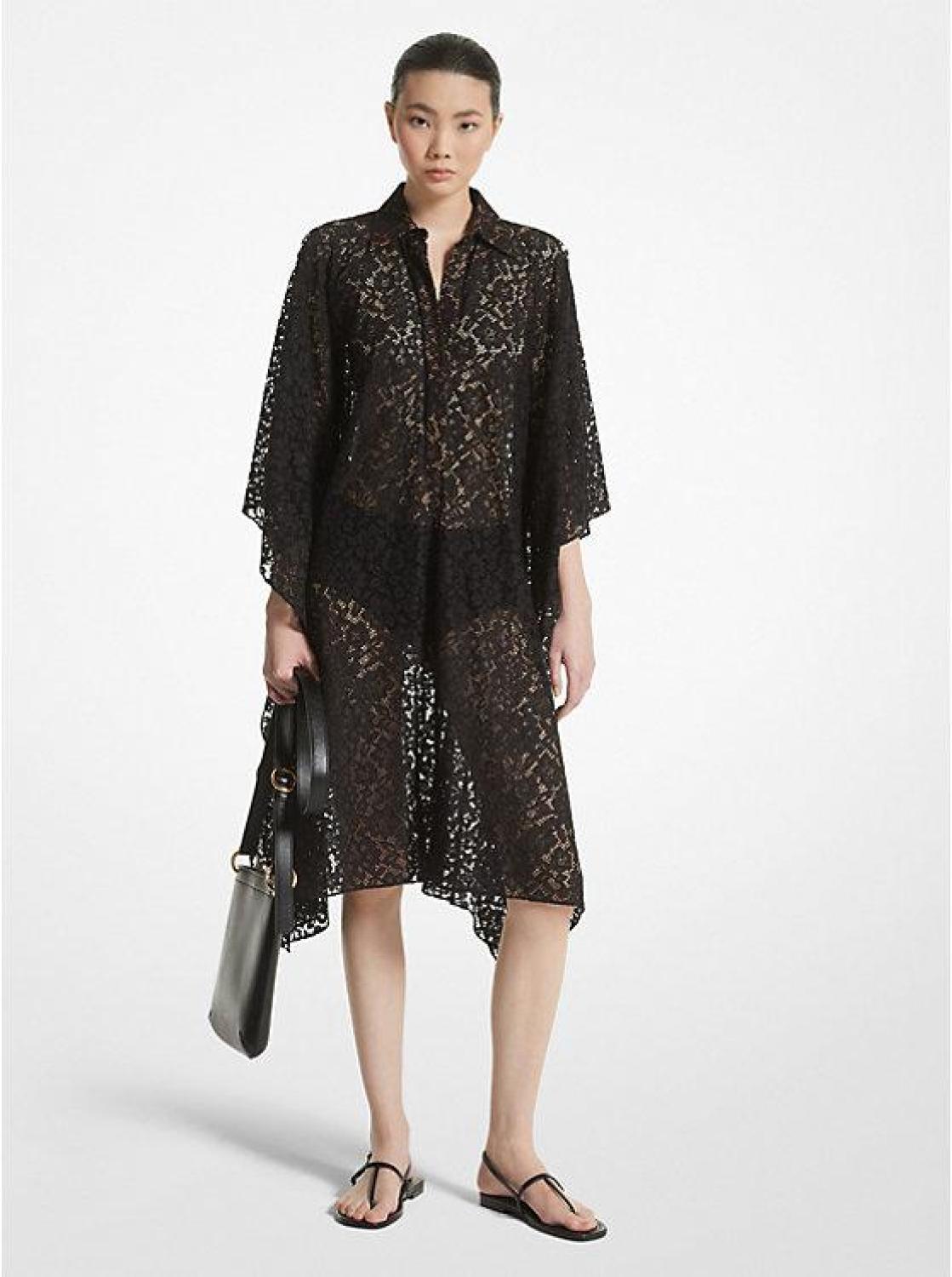 Floral Lace Caftan Shirtdress