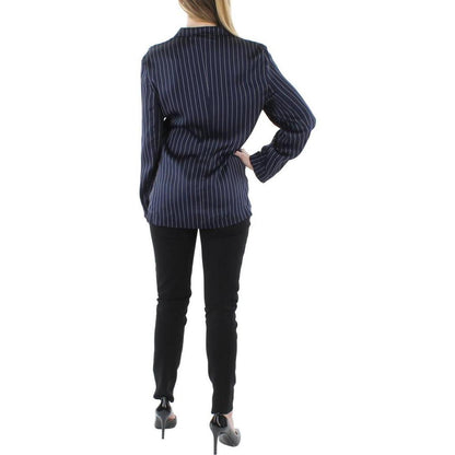 Womens Satin Striped Two-Button Blazer