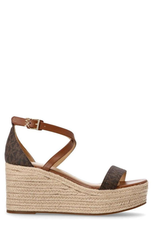 Michael Michael Kors Serena Logo Printed Wedge Sandals