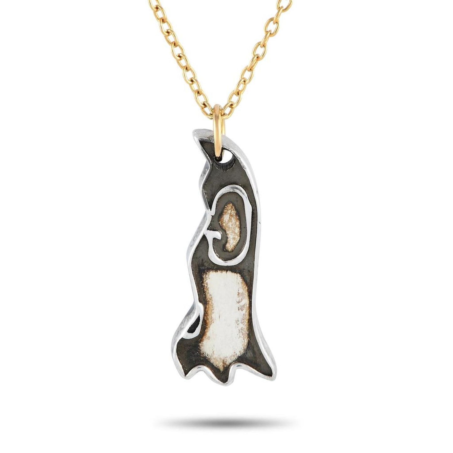 Gucci Ghost 18K Yellow Gold and Silver Matching Pair Necklace GU08-100223