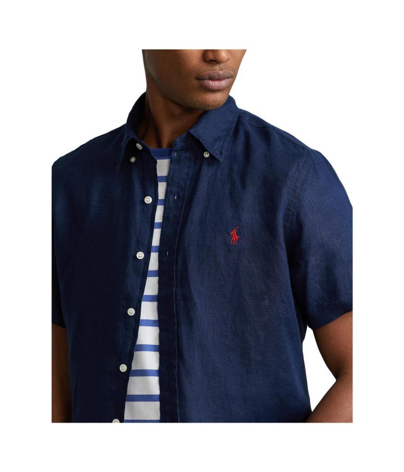 Ralph lauren men's hot sale short sleeve linen shirt