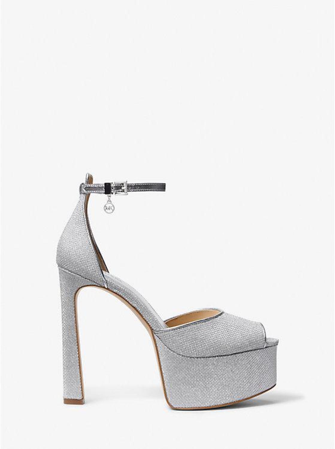 Martina Glitter Mesh Peep-Toe Platform Pump