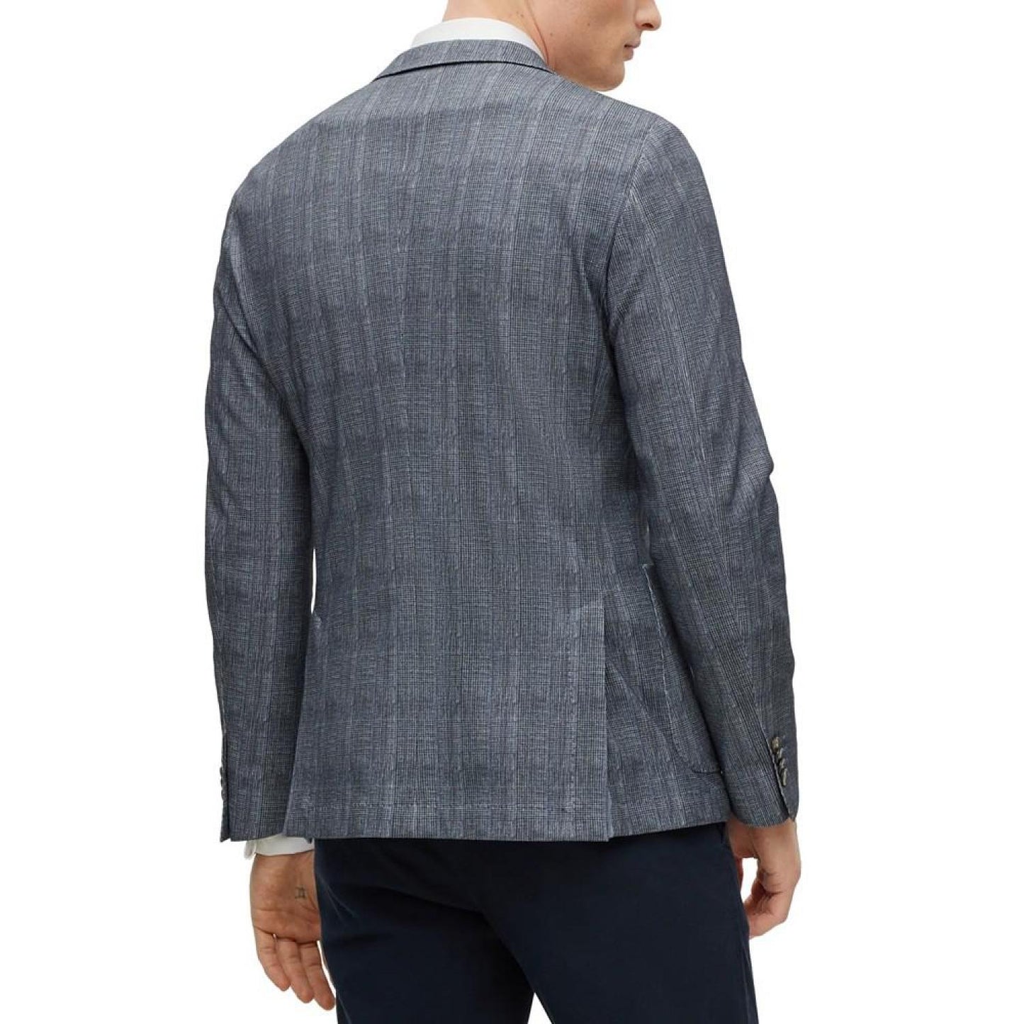 Men's Slim-Fit Checked Stretch Cotton Jacket