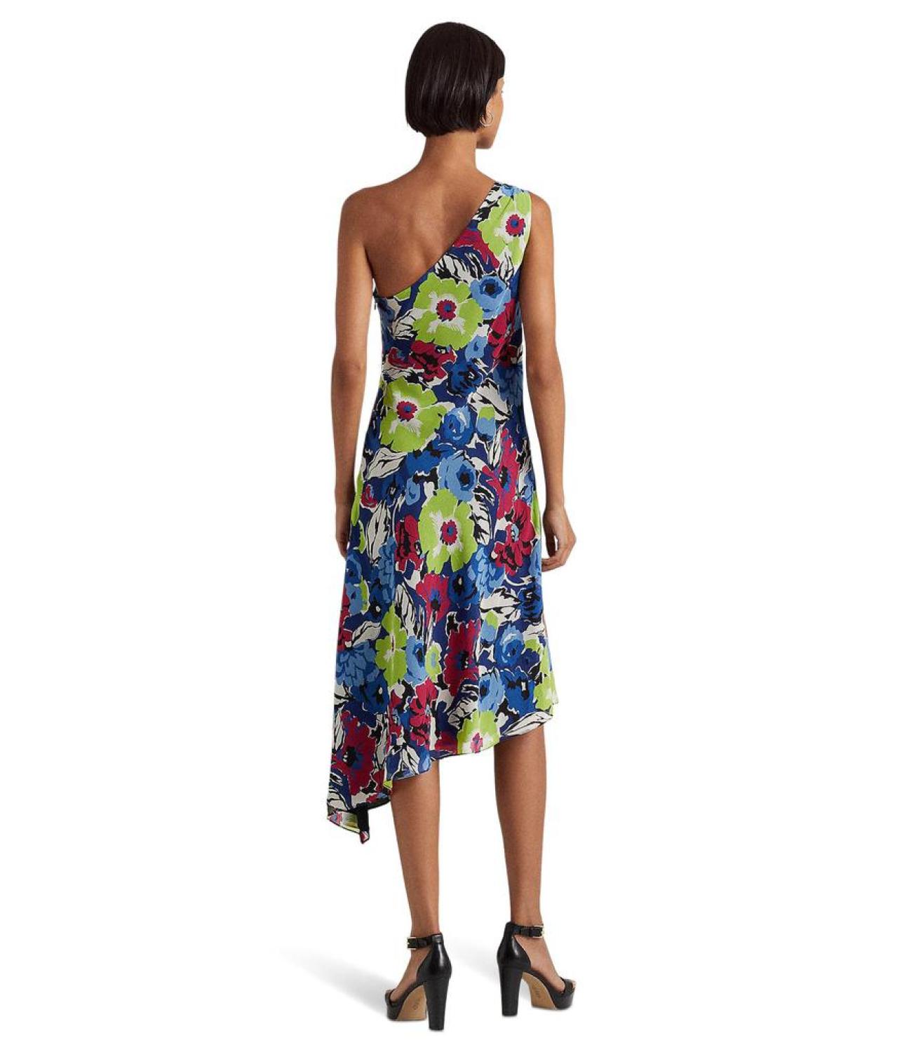 Floral Georgette One-Shoulder Dress