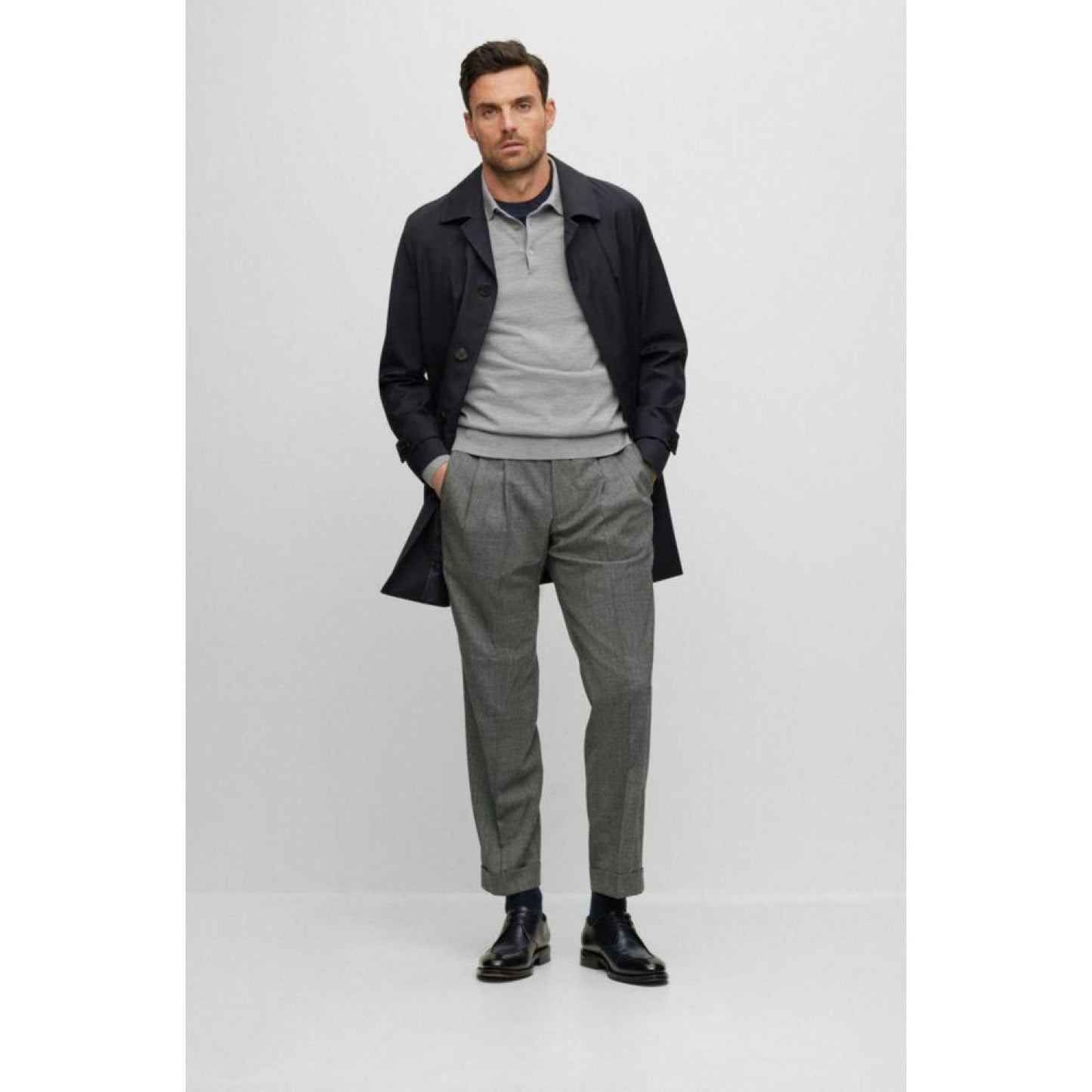 Relaxed-fit trousers in checked stretch wool