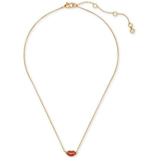 Gold-Tone Crystal Lip Pendant Necklace, 16" + 3" extender