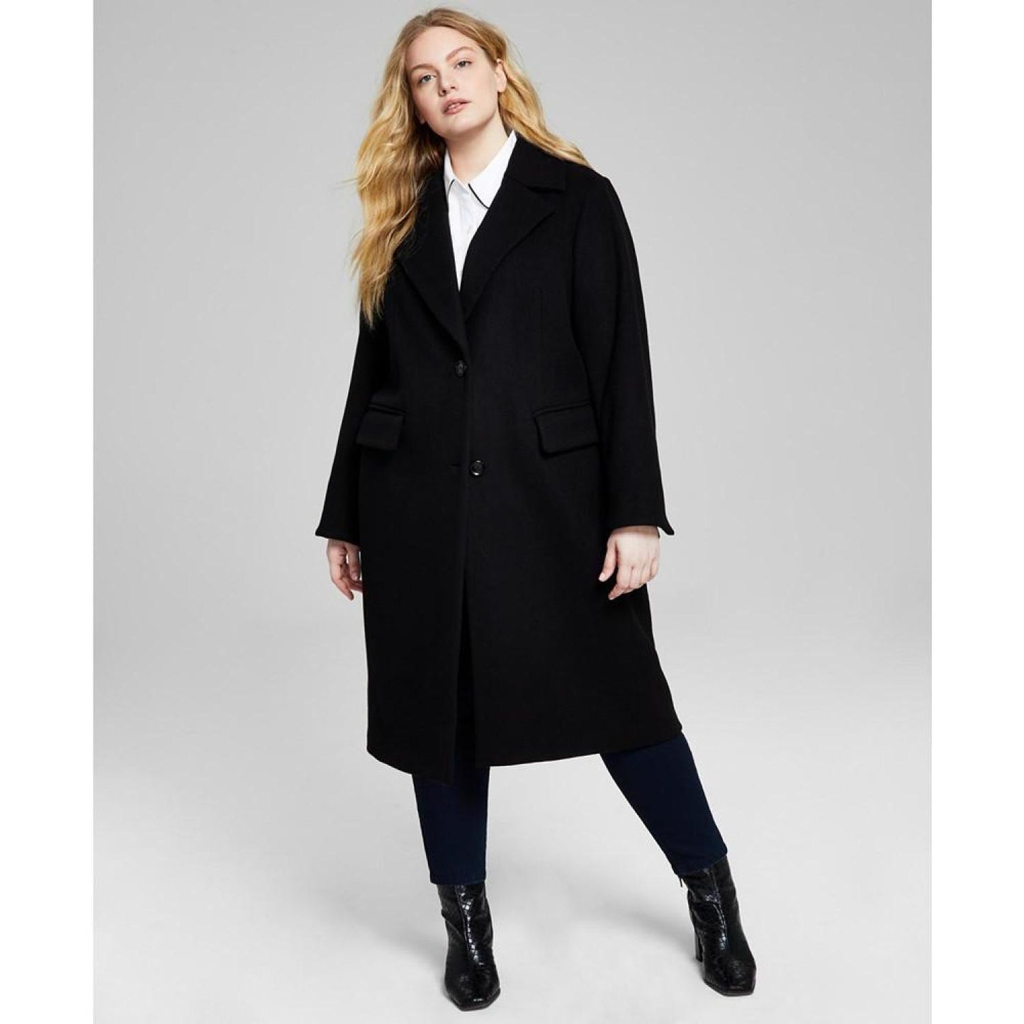 Women's Plus Size Single-Breasted Coat, Created for Macy's