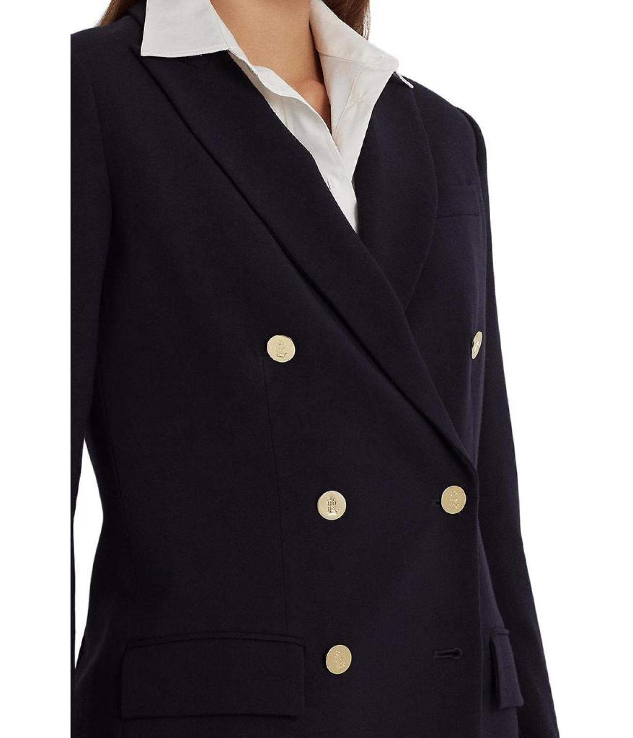 Petite Double-Breasted Wool Crepe Blazer