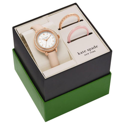 Women's Morningside Three Hand Pink Pro-Planet Leather Watch 28mm Gift Set