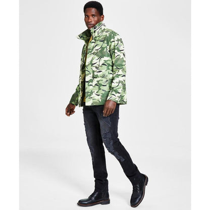 Men's Technical Camouflage Raincoat with Removable Hood