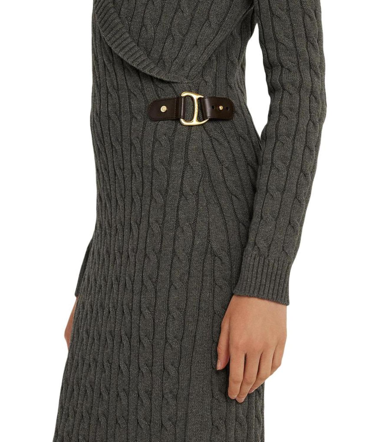 Cable-Knit Buckle-Trim Sweater Dress