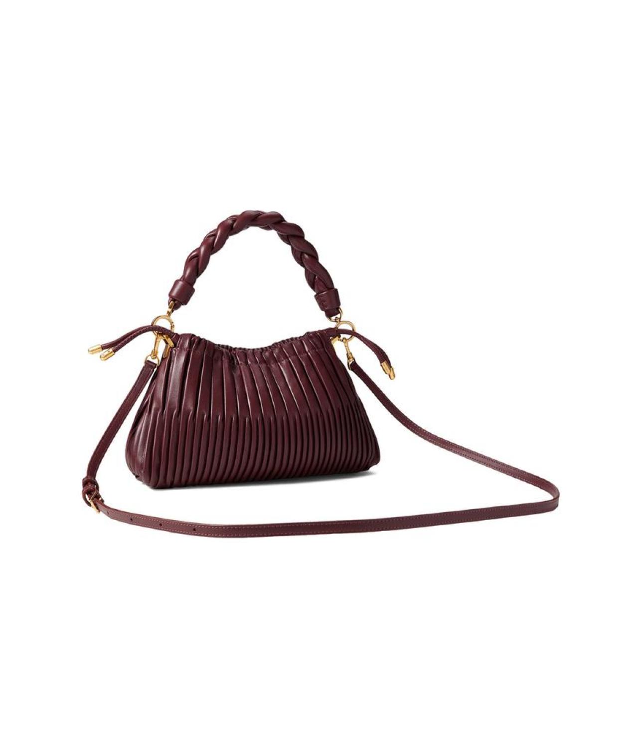 Meringue Pleated Smooth Nappa Leather Small Crossbody