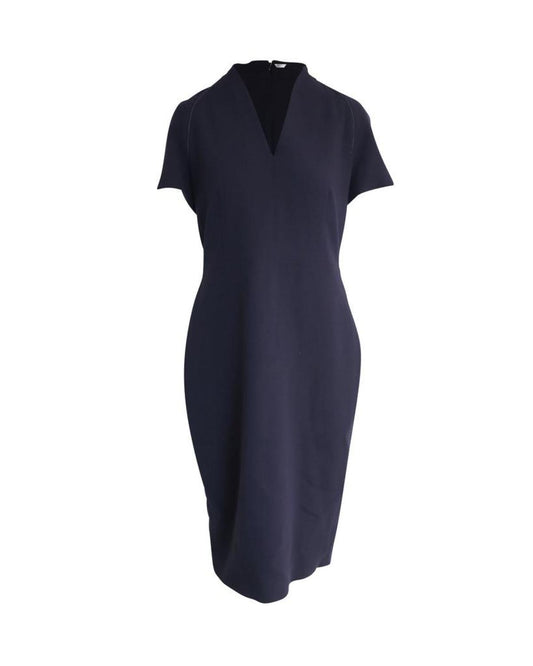 Max Mara Workwear Shift Dress in Blue Virgin Wool