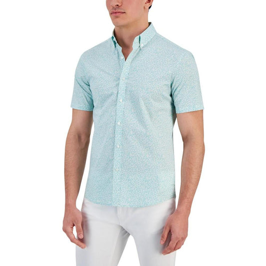 Men's Two-Tone Daisy-Print Shirt