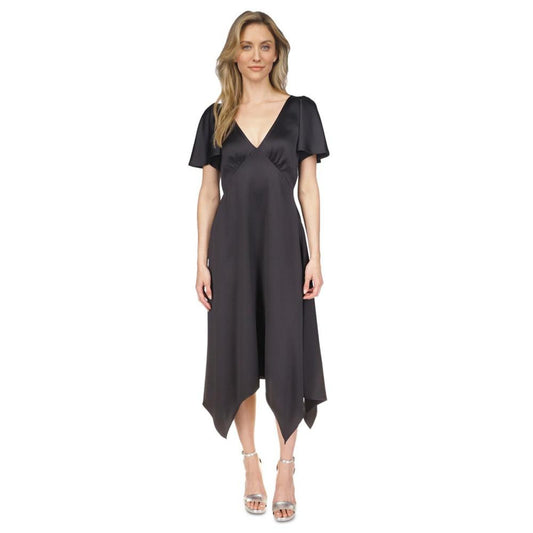 Women's Flutter-Sleeve Handkerchief-Hem Dress