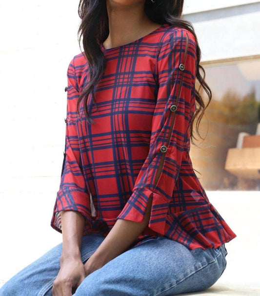 Belinda Top In Rachel Island Plaid