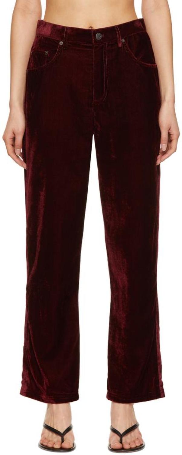 Red 'The Liquid Velvet' Trousers