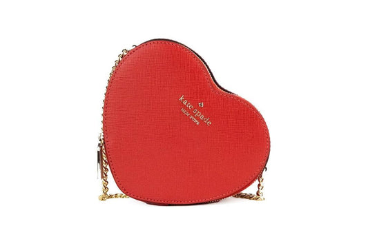 Kate Spade Love Shack Candied Cherry Mini Leather Chain Heart Crossbody Women's Handbag