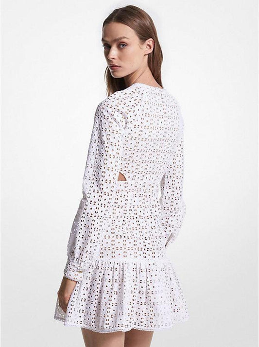 Cotton Eyelet Cutout Mini Dress