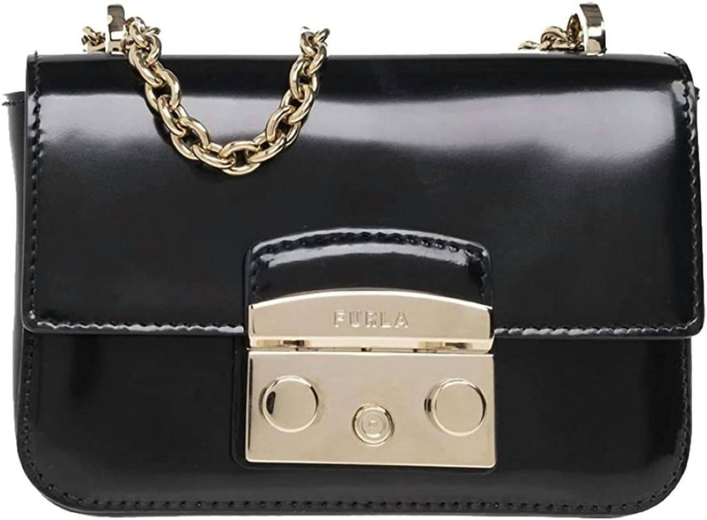 Women's Metropolis High Shine Leather Crossbody Handbag In Black