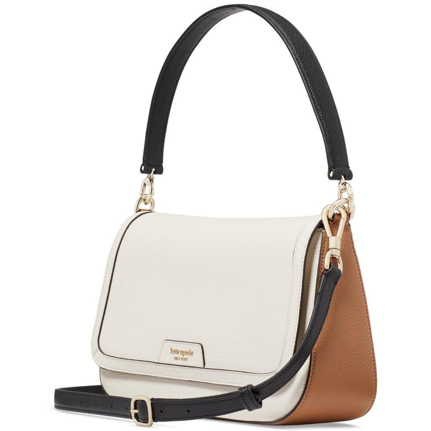 Hudson Colorblocked Pebbled Leather Flap Small Shoulder Bag