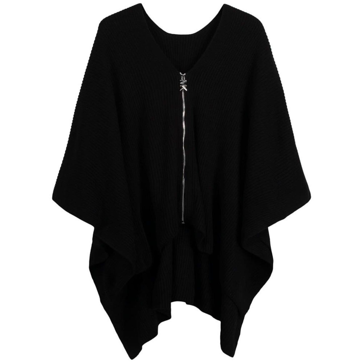 Women's Solid Shaker Zipper Poncho Sweater