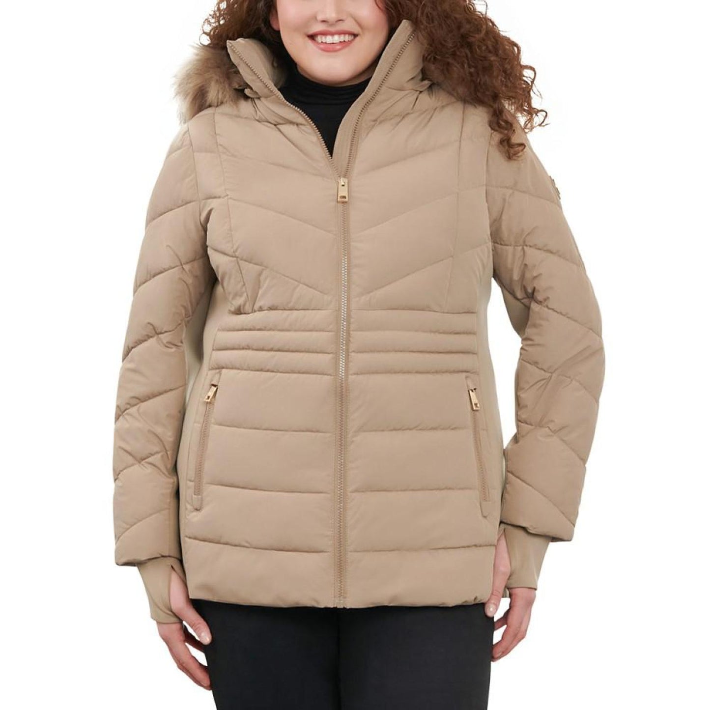 Women's Plus Size Faux-Fur-Trim Hooded Puffer Coat