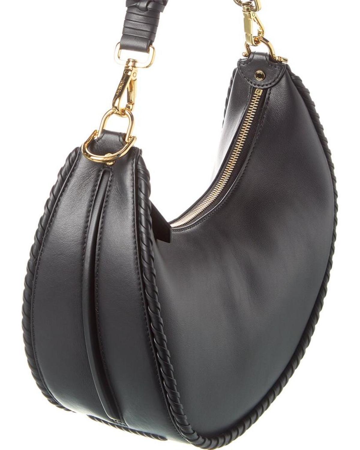 FENDI Fendigraphy Small Leather Hobo Bag