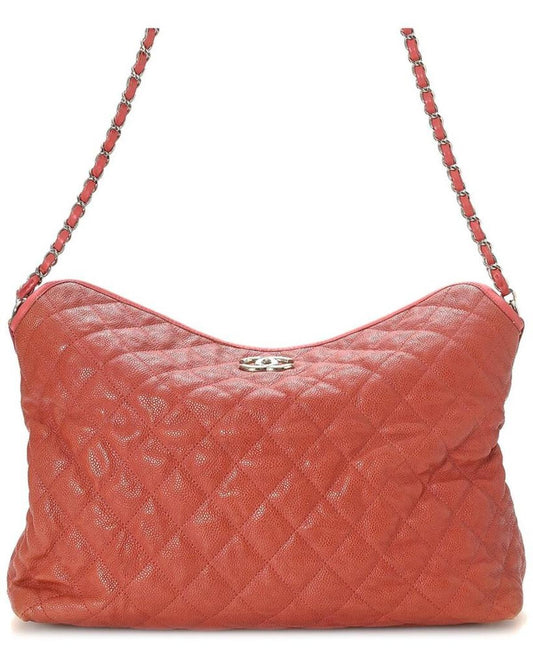 Chanel Orange Quilted Lambskin Leather CC Chain Tote (Authentic Pre-Owned)