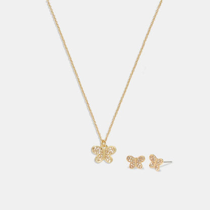 Coach Outlet Pavé Butterfly Earrings And Necklace Set