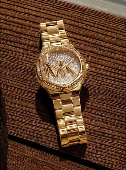 Lennox Pavé Logo Gold-Tone Logo Watch