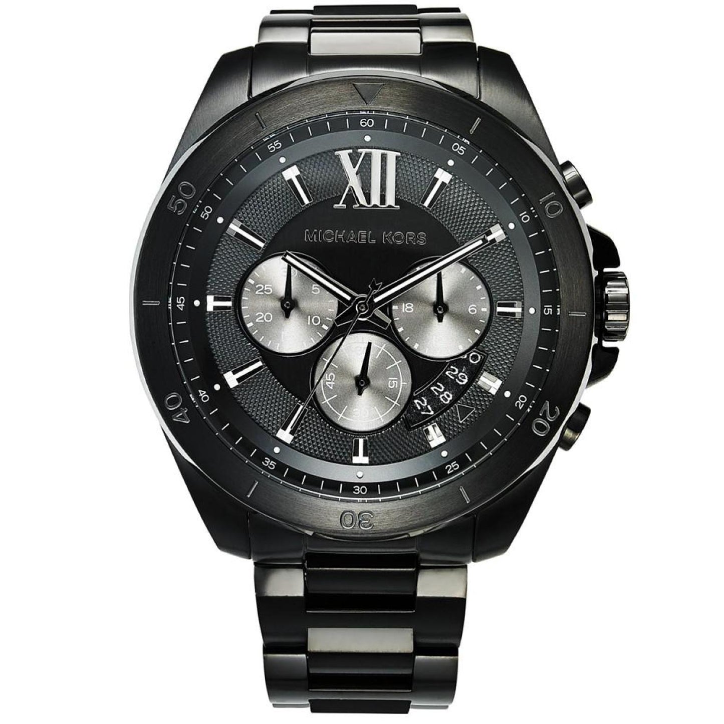 Men's Brecken Chronograph Black Stainless Steel Bracelet Watch 45mm