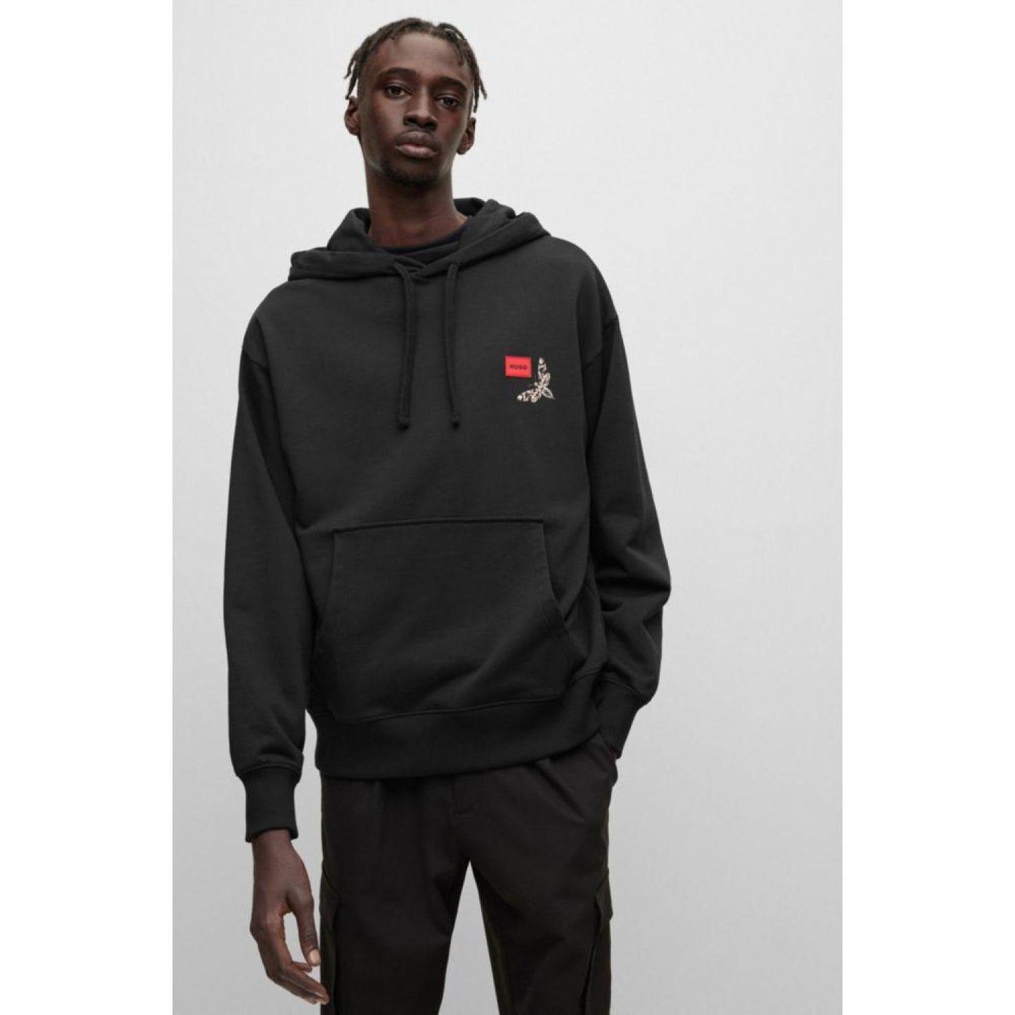 Cotton-terry hoodie with logo label and seasonal artwork