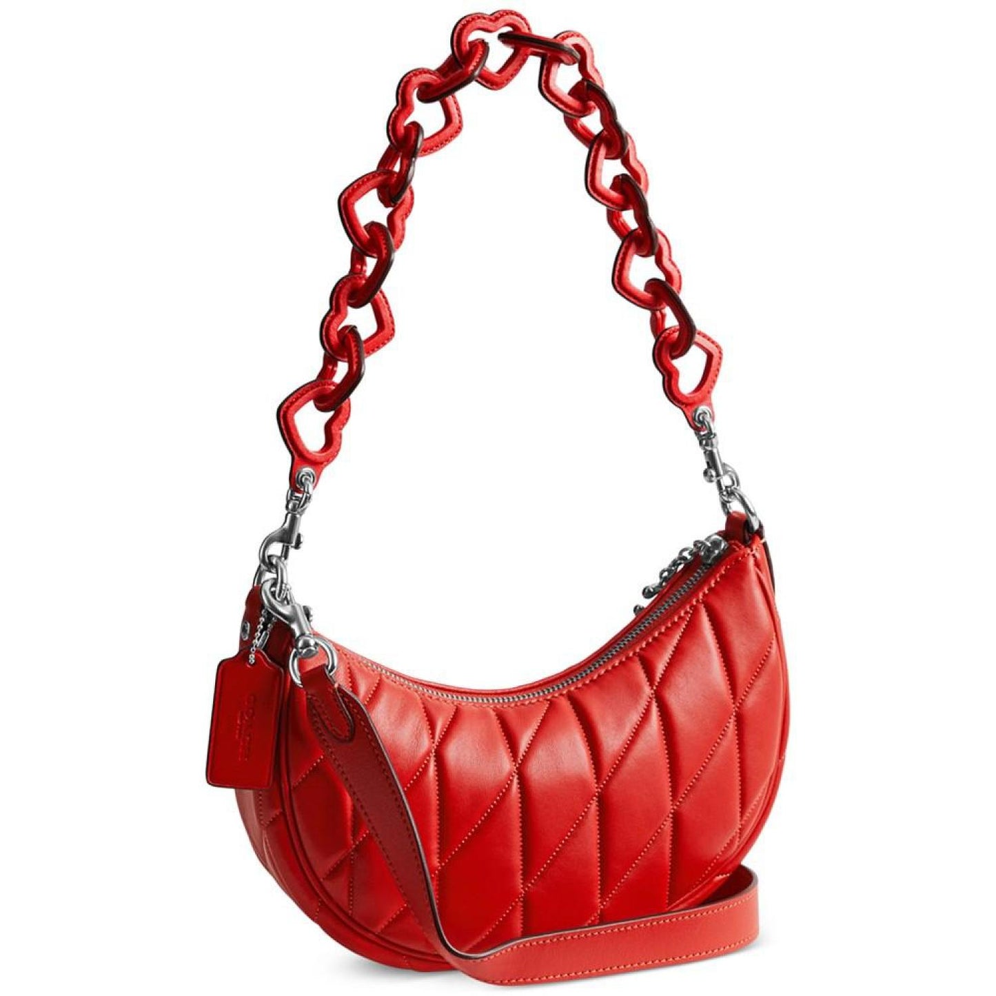 Quilted Pillow Leather Mira Shoulder Bag with Heart Strap