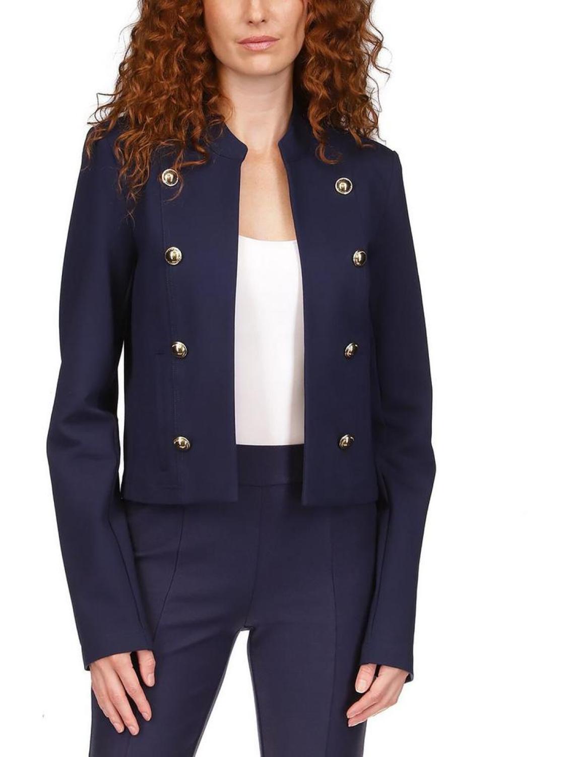 Womens Cropped Business Open-Front Blazer