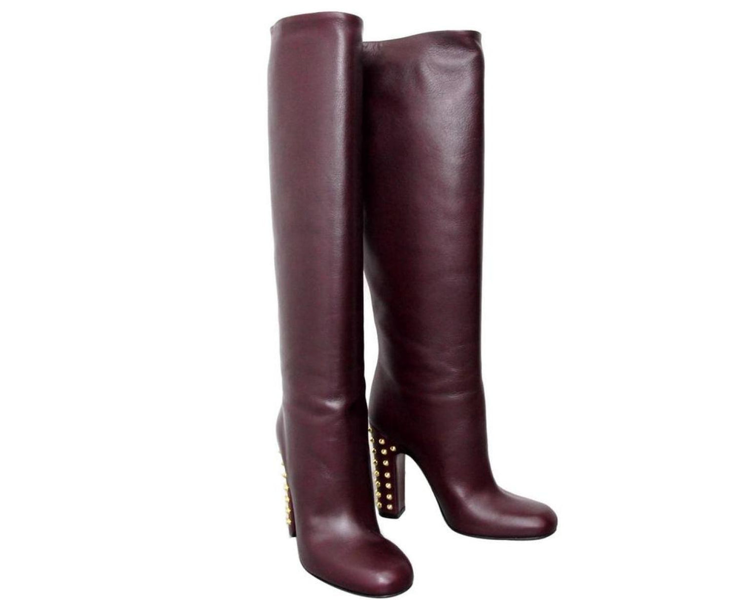 Gucci Women's Leather Knee High Studded Jacquelyne Tall Boots