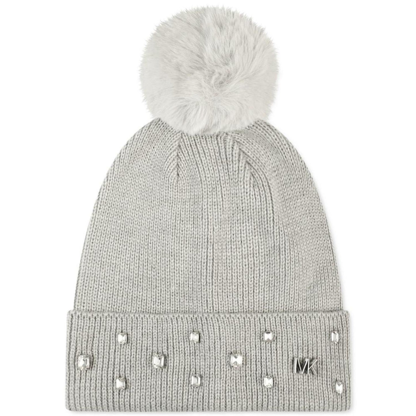 Women's Rhinestone Cuff Pom Pom Hat