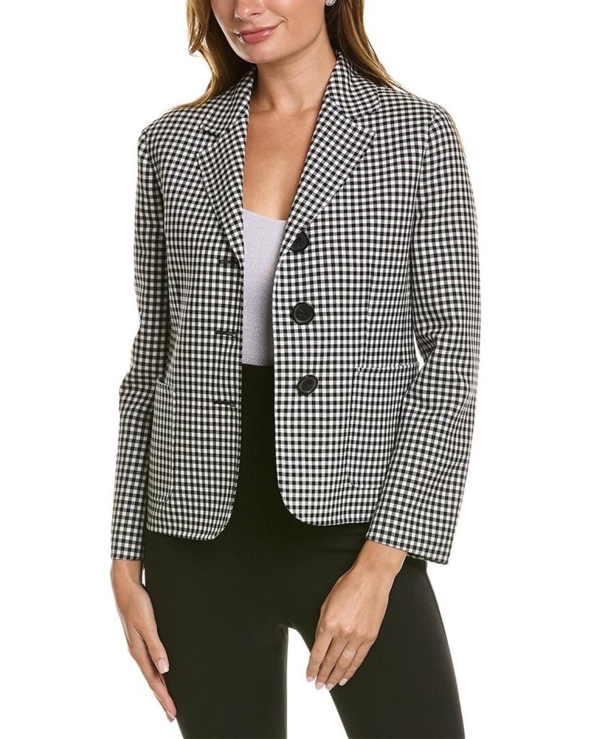 Michael Kors Gingham Wool Jacket