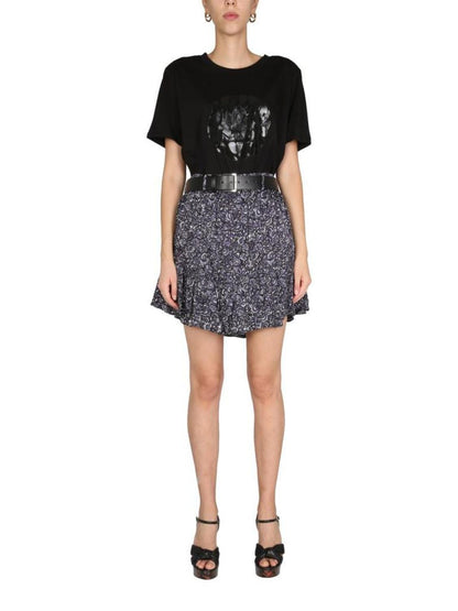 Michael Michael Kors Floral Hammered Ruffled Mini Skirt