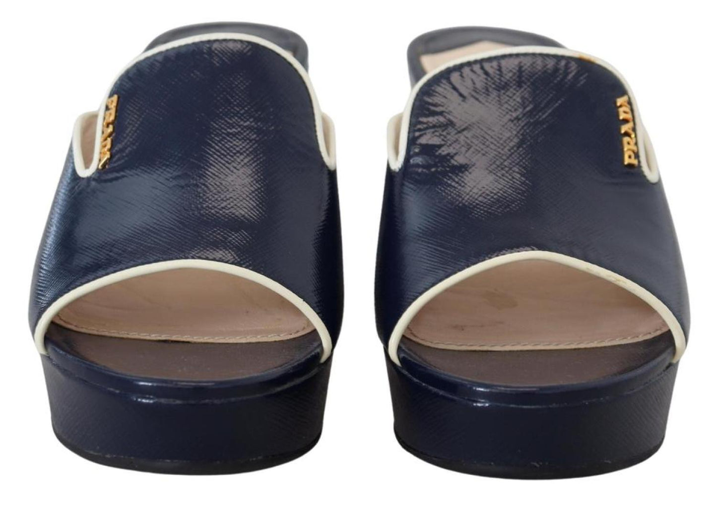 Prada Royal Wedges Sandals Slip On Leather Women's Shoes