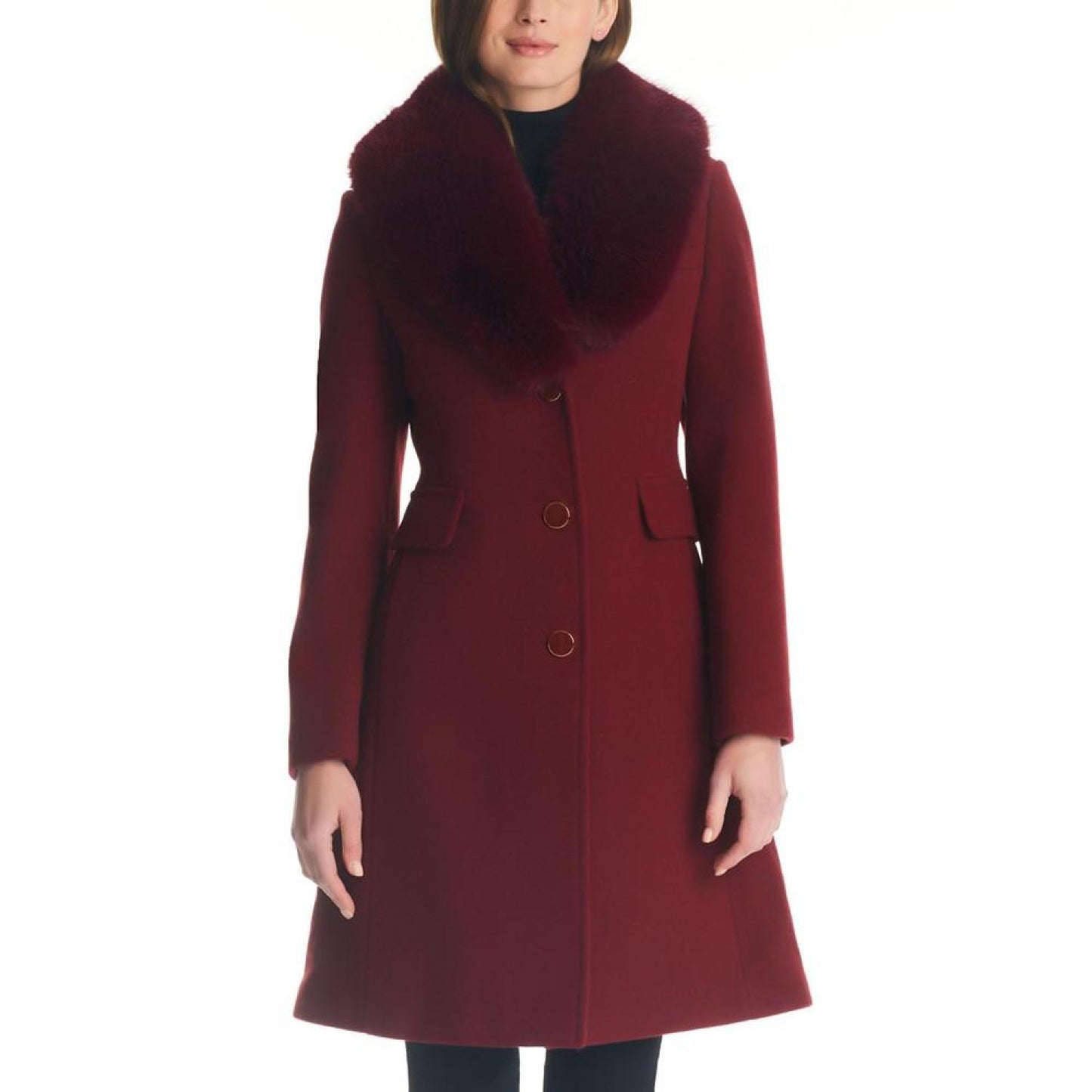 Women's Faux-Fur-Collar Walker Coat