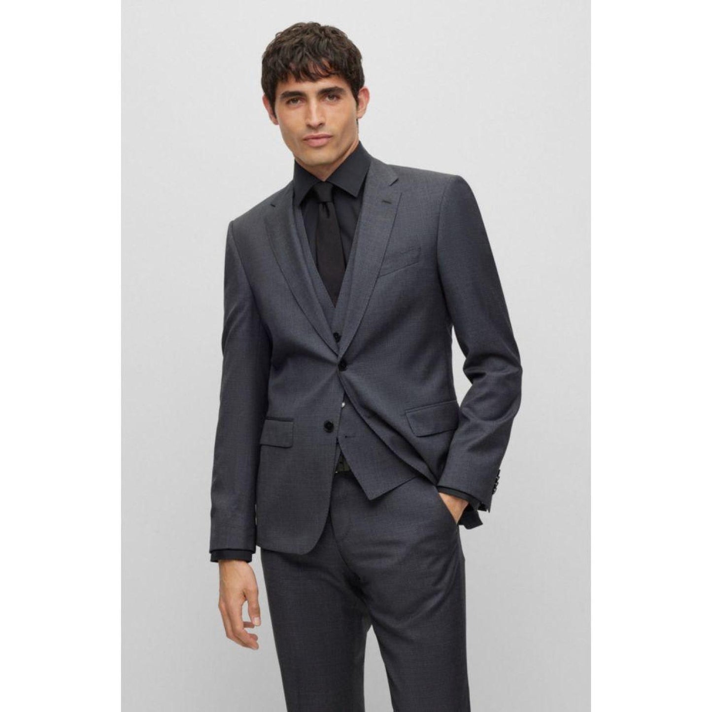 Slim-fit suit in houndstooth virgin wool