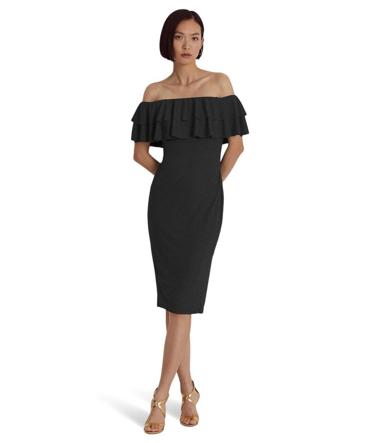 Jersey Off-the-Shoulder Cocktail Dress